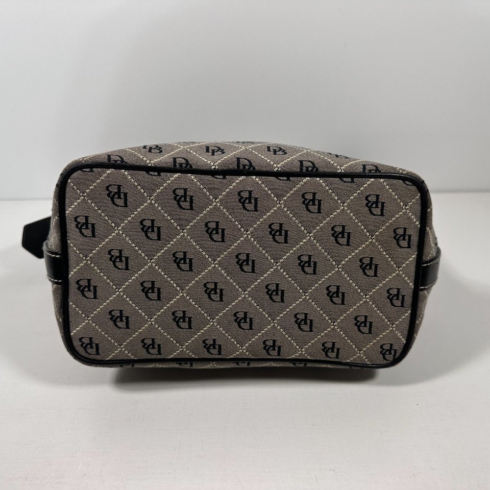 Dooney Bourke Gray Fabric Black Leather Trim Logo Shoulder Bag - Picture 4 of 8